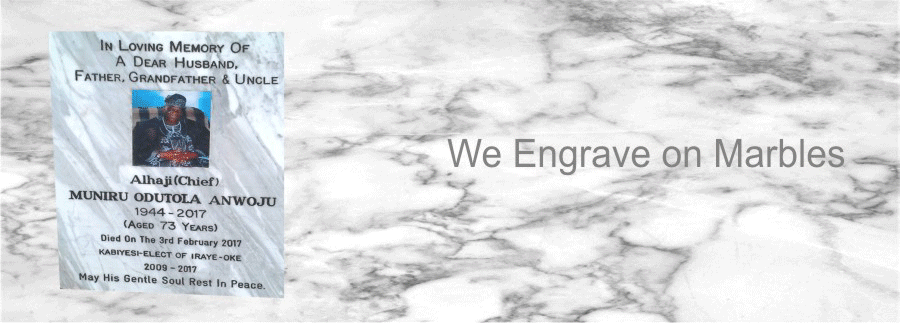 Expert in quality marble engraving of texts and logos in Lagos State, Nigeria – custom stone and marble inscription services by Chembx.